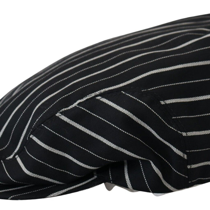 Dolce & Gabbana Black White Stripe Pattern Newsboy Hat