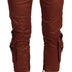 Just Cavalli Brown Lurex Mid Waist Cotton Cropped Capri Pants