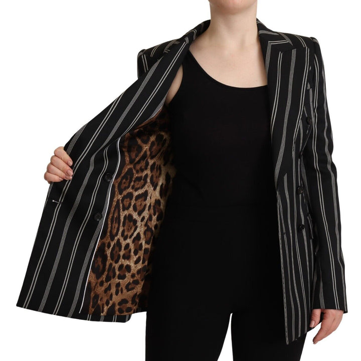 Dolce & Gabbana Black White Stripes Wool Long Sleeves Jacket