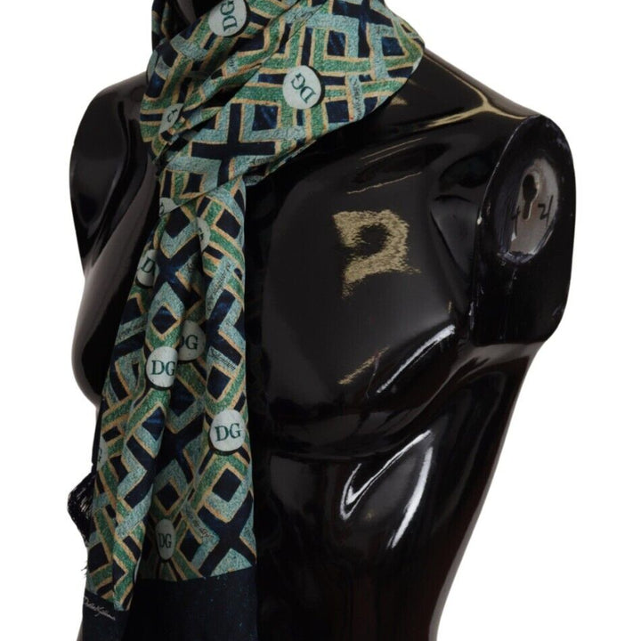 Dolce & Gabbana Multicolor DG Logo Shawl Warm Neck Wrap Fringe Scarf