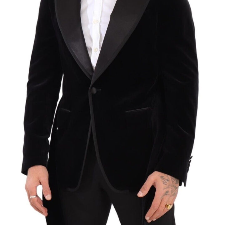 Dolce & Gabbana Black Velvet Single Breasted One Button Blazer