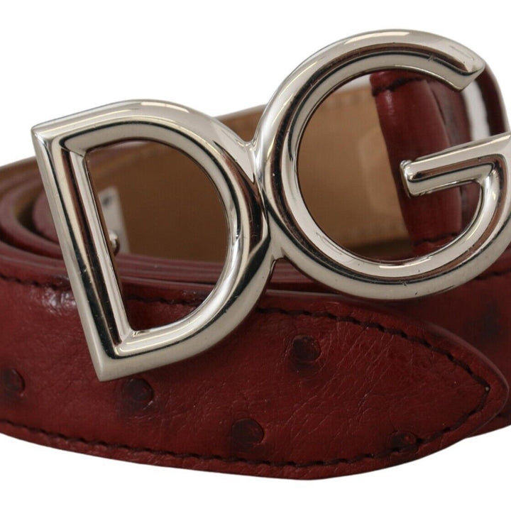 Dolce & Gabbana Bordeaux Leather Silver Logo Metal Buckle