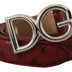 Dolce & Gabbana Bordeaux Leather Silver Logo Metal Buckle