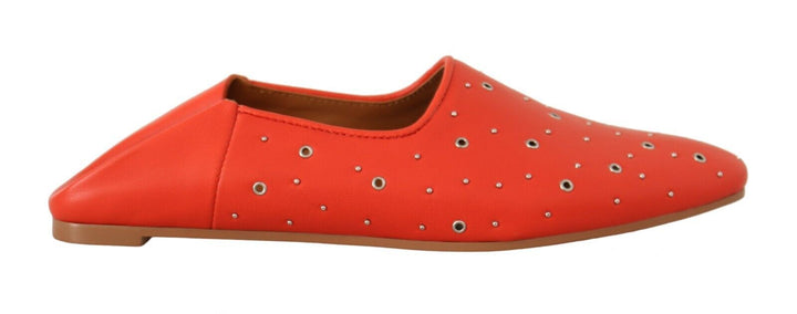 Chloé Orange Leather Eyelet Slides Flats Loafers Shoes