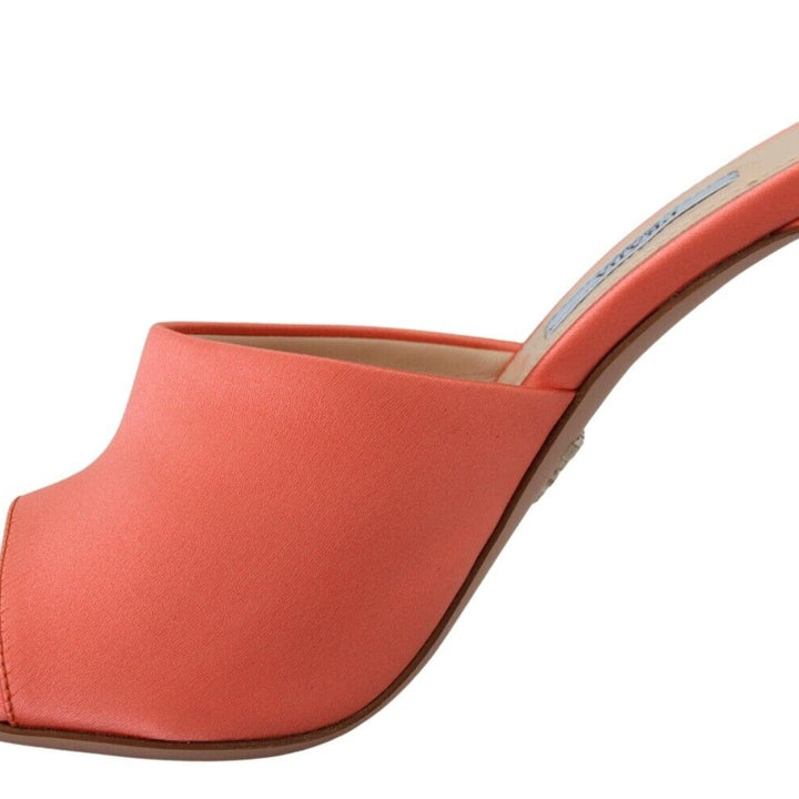 Prada Coral Calzature Leather Stilettos Heels Sandals Shoes