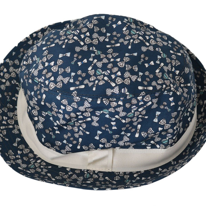 Dolce & Gabbana Blue White Cotton Bow Print Fedora Hat