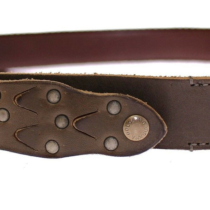 Dolce & Gabbana Brown Leather Logo Cintura Gürtel Belt