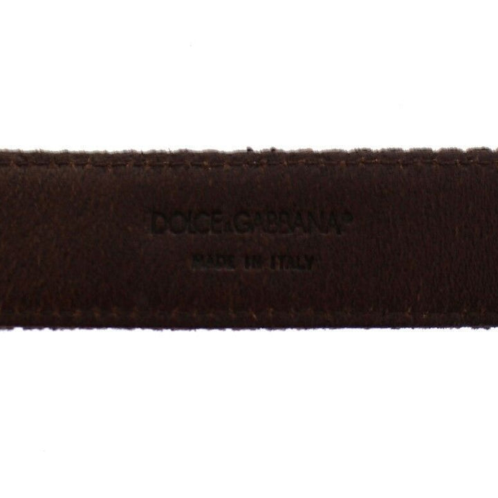 Dolce & Gabbana Brown Leather Logo Cintura Gürtel Belt