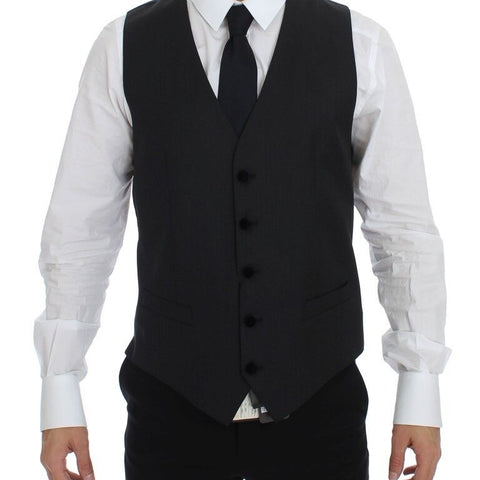 Dolce & Gabbana Gray Wool Formal Dress Vest Gilet Weste