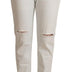 PINKO White Cotton Distressed Mid Waist Skinny Denim Jeans