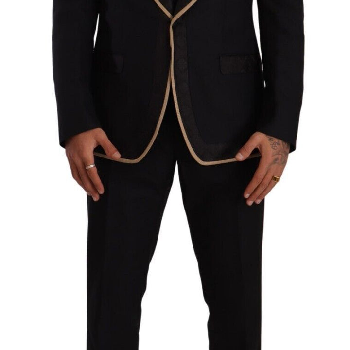Dolce & Gabbana Black SICILIA Single Breasted 3 Piece Suit