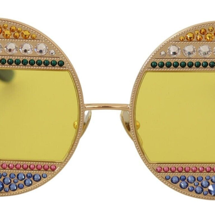 Dolce & Gabbana Gold Oval Metal Crystals Shades Sunglasses