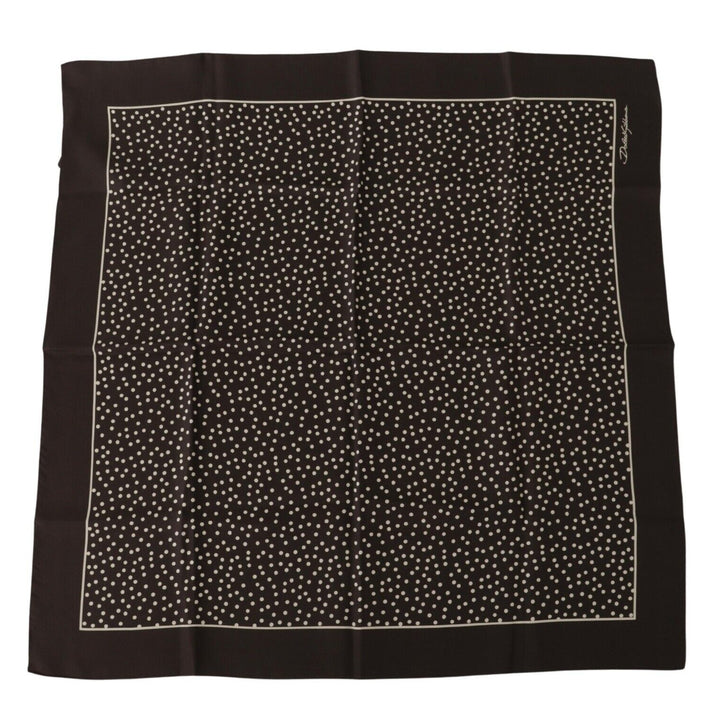 Dolce & Gabbana Brown Polka Dot Square Handkerchief Scarf