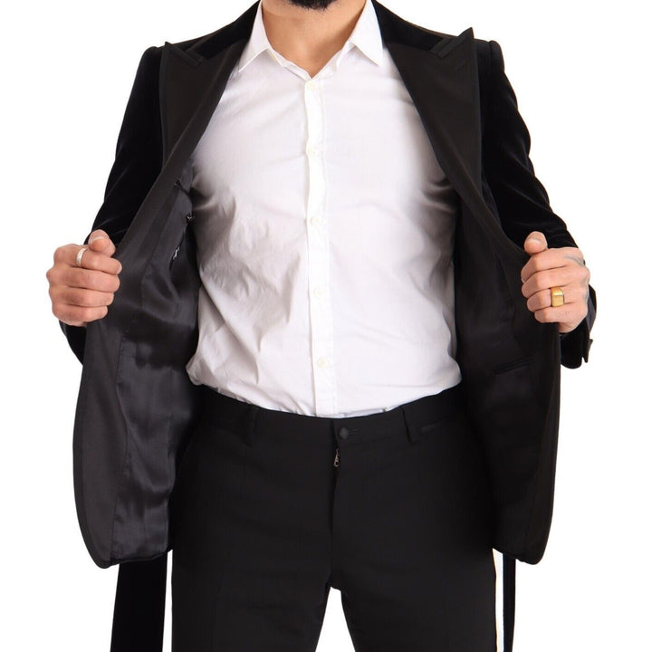 Dolce & Gabbana Black Velvet Single Breasted One Button Blazer