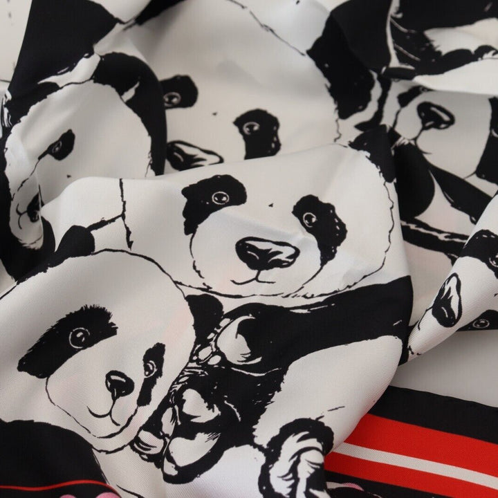 Dolce & Gabbana Multicolor Panda Print Silk Shawl Wrap Scarf