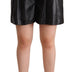 Dolce & Gabbana Black Leather High Waist Bermuda Above Knee Shorts