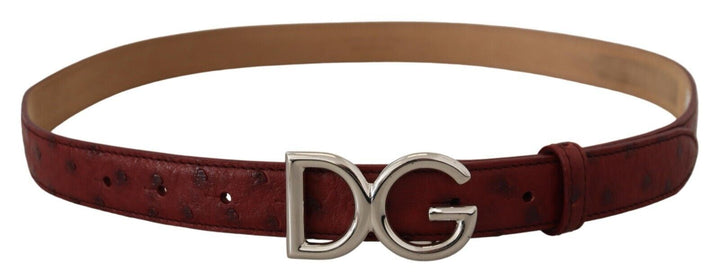 Dolce & Gabbana Bordeaux Leather Silver Logo Metal Buckle