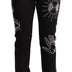 Valentino Black Cotton Mid Waist Embellished Slim Fit Jeans