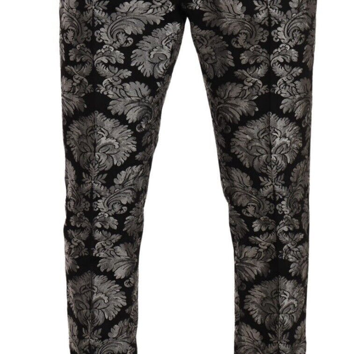 Dolce & Gabbana Silver Black Jacquard Dress Trouser Pants