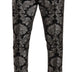 Dolce & Gabbana Silver Black Jacquard Dress Trouser Pants