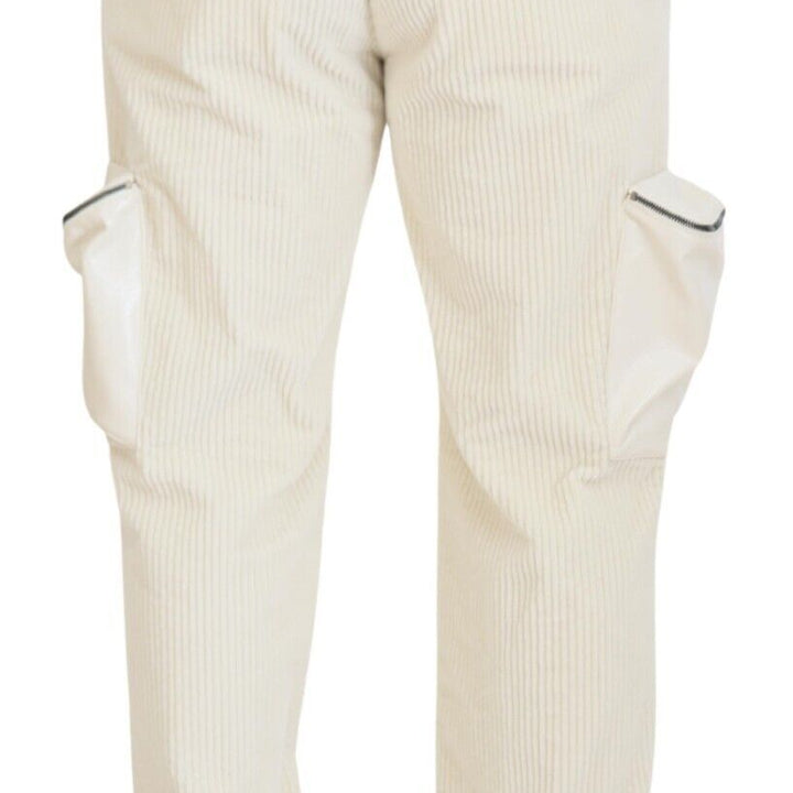 Dolce & Gabbana Off White Corduroy Zipper Pocket Trouser Pants