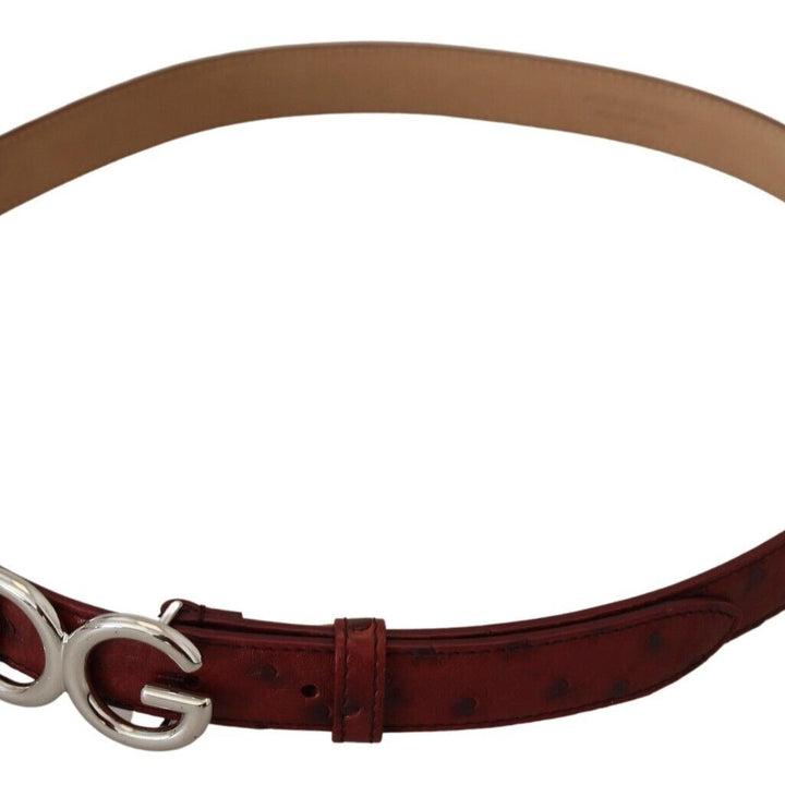 Dolce & Gabbana Bordeaux Leather Silver Logo Metal Buckle