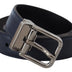 Dolce & Gabbana Blue Calf Leather Silver Tone Metal Buckle Belt