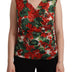 Dolce & Gabbana Multicolor Geranium Silk Sleeveless V-neck Top