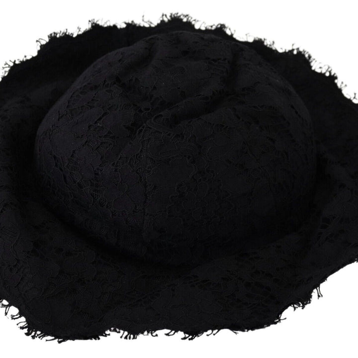 Dolce & Gabbana Black Cotton Wide Brim Shade Hat