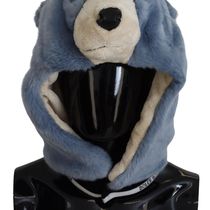 Dolce & Gabbana Blue Bear Fur Whole Head Cap One Size Polyester Hat