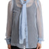 Dolce & Gabbana Light Blue Silk Ascot Collar Long Sleeves Blouse Top