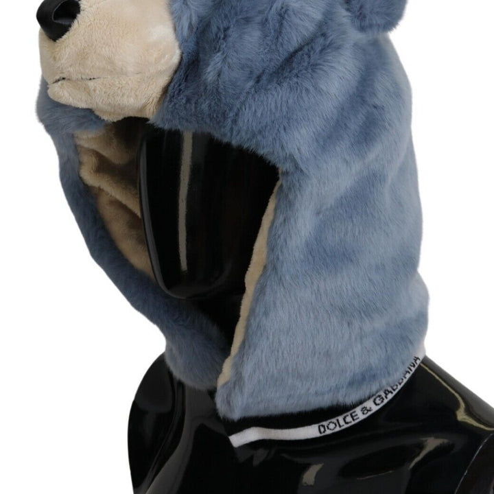 Dolce & Gabbana Blue Bear Fur Whole Head Cap One Size Polyester Hat