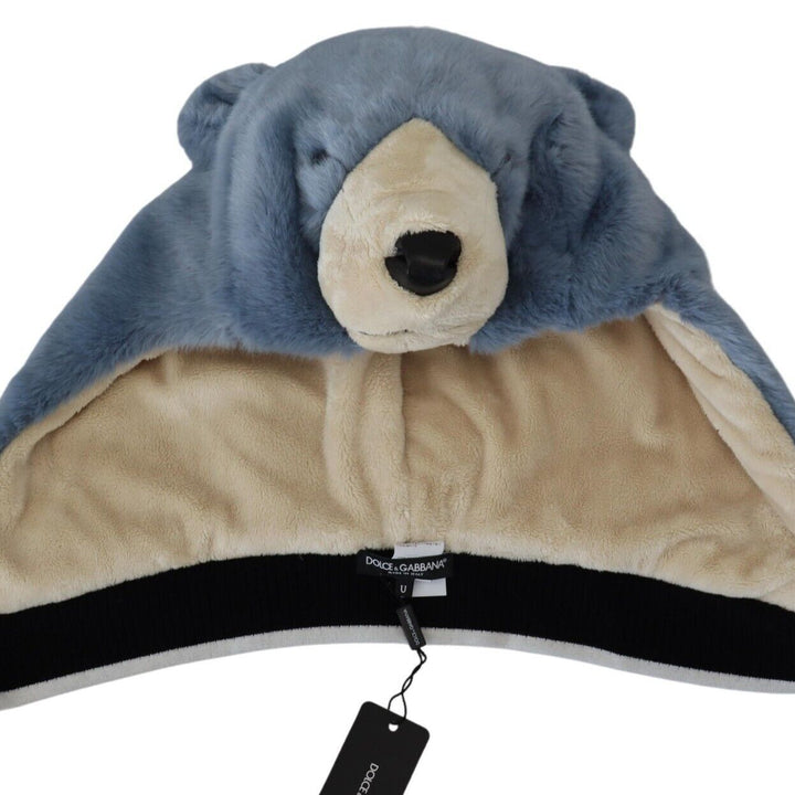 Dolce & Gabbana Blue Bear Fur Whole Head Cap One Size Polyester Hat