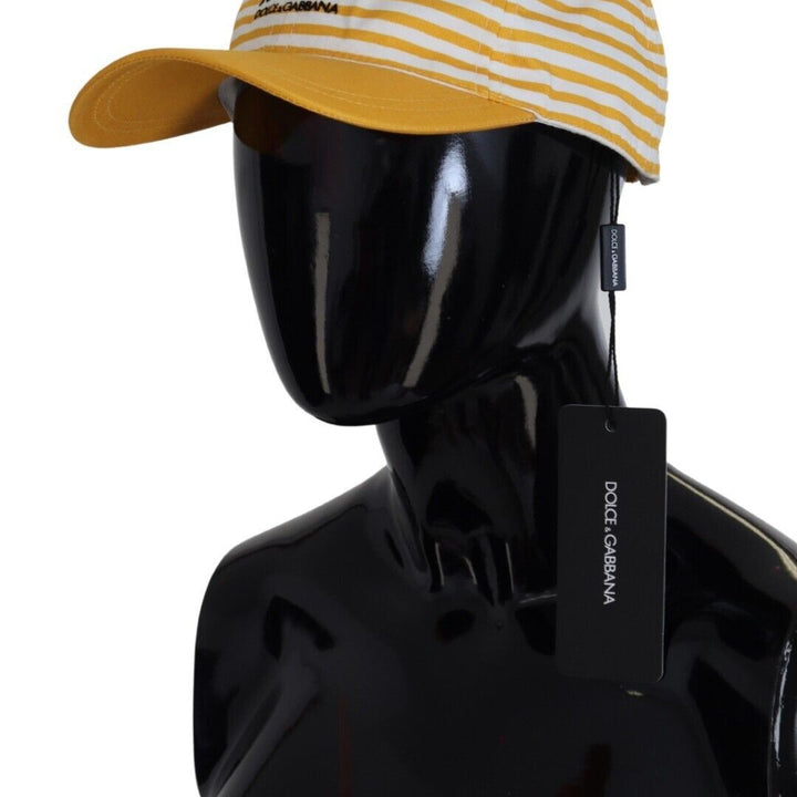 Dolce & Gabbana Yellow White Stripes Portocervo Baseball Hat