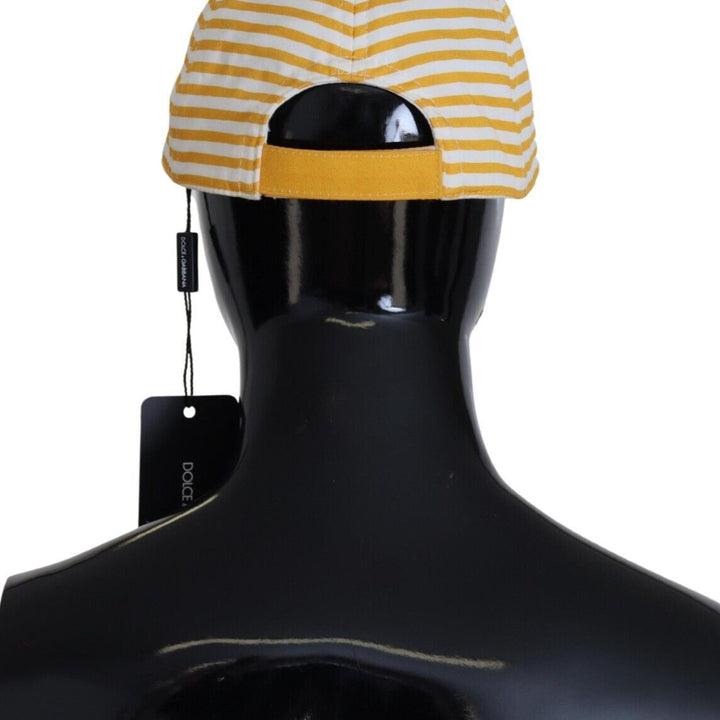 Dolce & Gabbana Yellow White Stripes Portocervo Baseball Hat