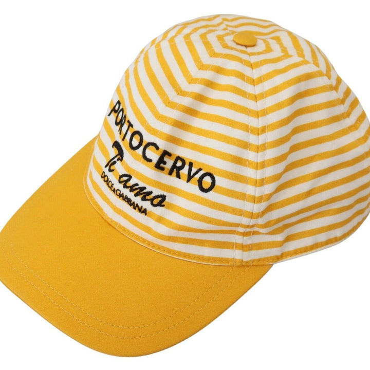 Dolce & Gabbana Yellow White Stripes Portocervo Baseball Hat