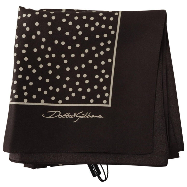 Dolce & Gabbana Brown Polka Dot Square Handkerchief Scarf