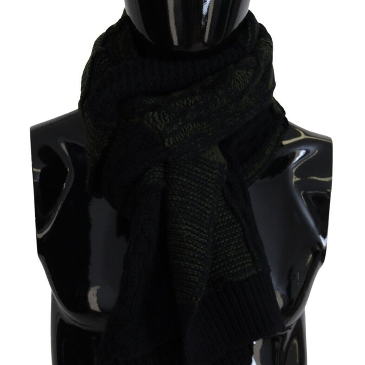 Dolce & Gabbana Black Green Knitted Men Neck Wrap Shawl Scarf