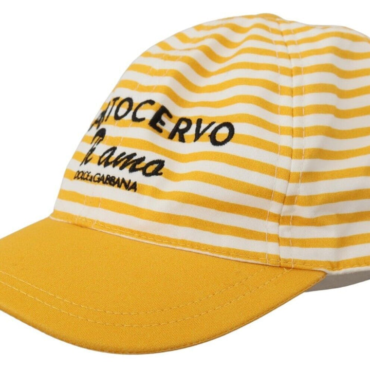 Dolce & Gabbana Yellow White Stripes Portocervo Baseball Hat