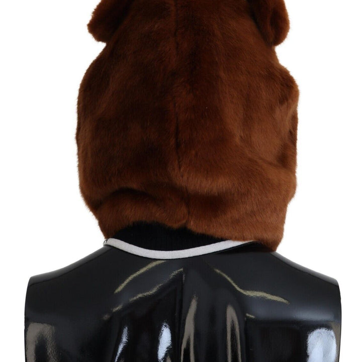 Dolce & Gabbana Brown Bear Fur Whole Head Cap One Size Polyester Hat