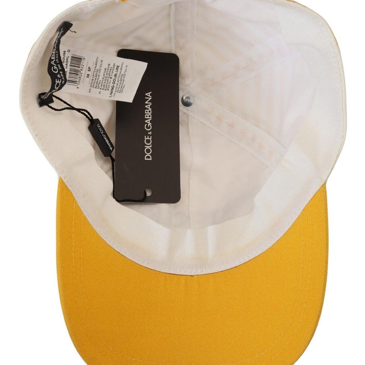 Dolce & Gabbana Yellow White Stripes Portocervo Baseball Hat