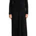 PINKO Black Nylon Stretch Long Sleeves Deep V-neck Maxi Dress