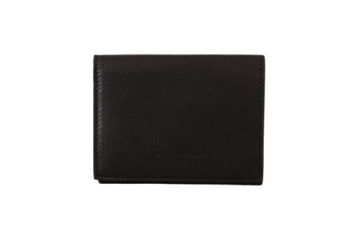 Dolce & Gabbana Black Leather Trifold Purse Multi Kit Belt Strap Wallet