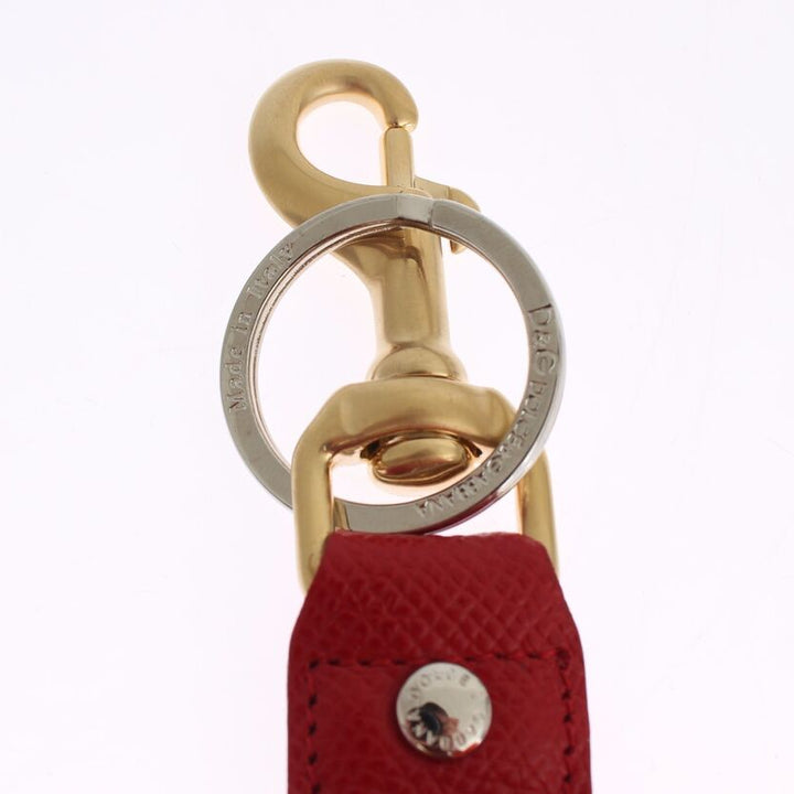 Dolce & Gabbana Gold Yellow Raffia Leather Clasp Finder Chain Keyring