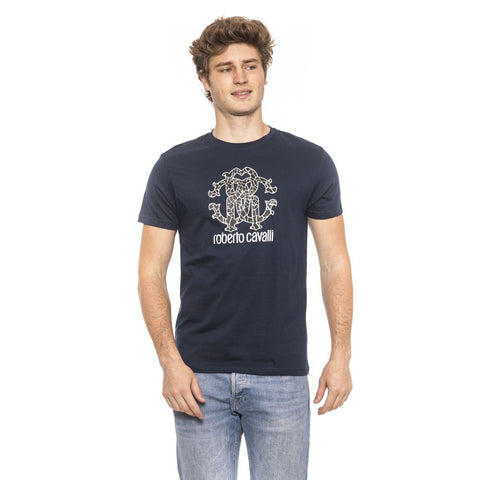 Roberto Cavalli Beachwear Blue Cotton T-Shirt