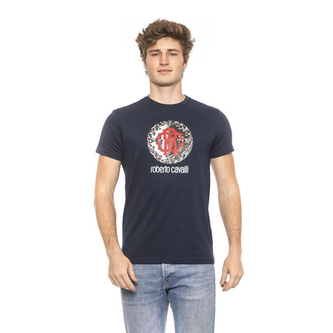 Roberto Cavalli Beachwear Blue Cotton T-Shirt
