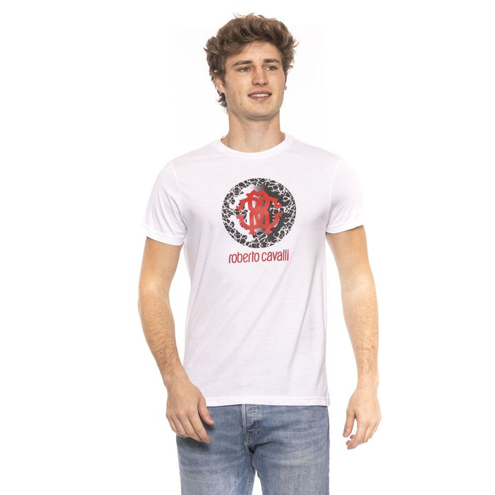 Roberto Cavalli Beachwear White Cotton T-Shirt