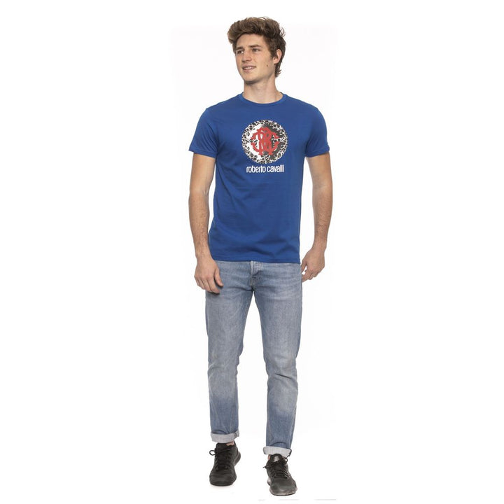 Roberto Cavalli Beachwear Blue Cotton T-Shirt