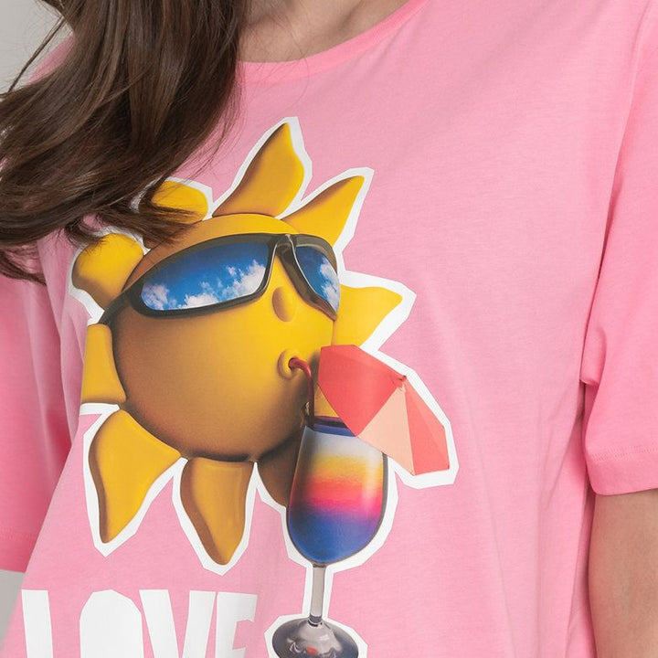 Love Moschino Pink Cotton Tops & T-Shirt